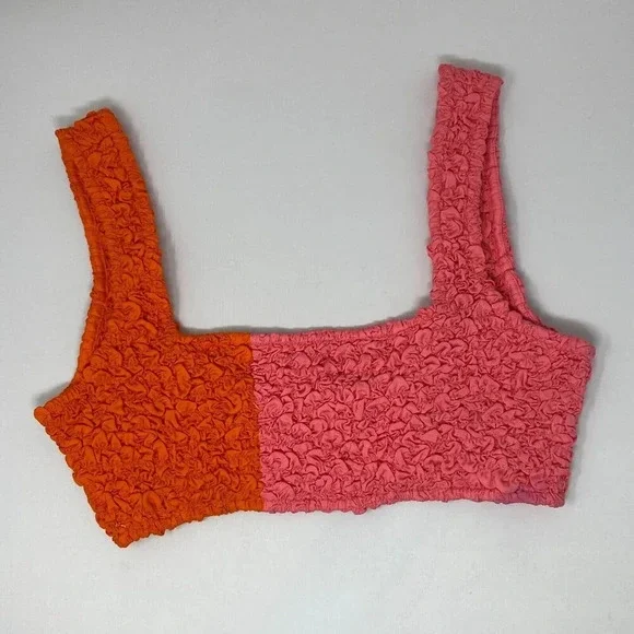 Mara Hoffman Shelly Poppy Orange Pink Popcorn Top XS - Picture 4 of 8